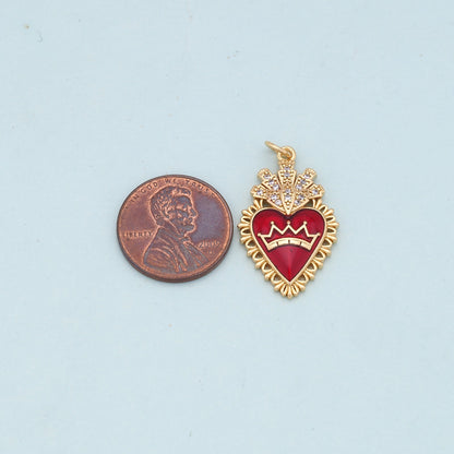 18K Gold Filled Sacred Heart Charm Pendant for Jewelry Making