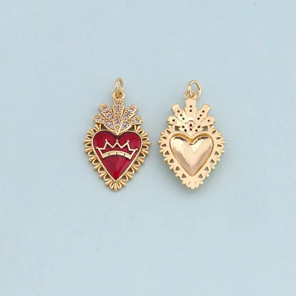 18K Gold Filled Sacred Heart Charm Pendant for Jewelry Making