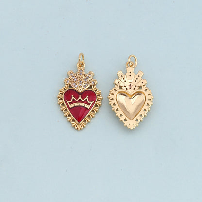 18K Gold Filled Sacred Heart Charm Pendant for Jewelry Making