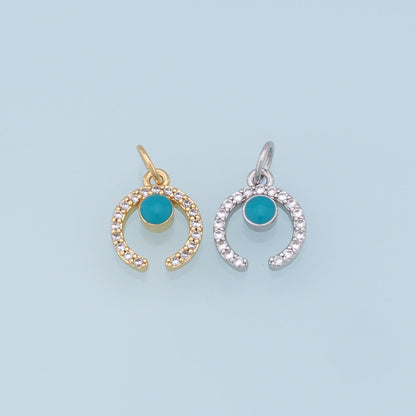 Gold Moon Charms,18K Gold Filled Moon Pendant,CZ Micro Pave Star Charm Bracelet Necklace for DIY Jewelry Making Supply