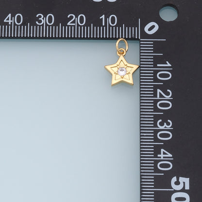18K Gold Filled Star Pendant,CZ Star Charm Bracelet Necklace for DIY Jewelry Making Supply