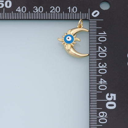 Gold Moon Evil Eye Charms,18K Gold Filled Moon Pendant,Evil Eye Charm Bracelet Necklace for DIY Jewelry Making Supply