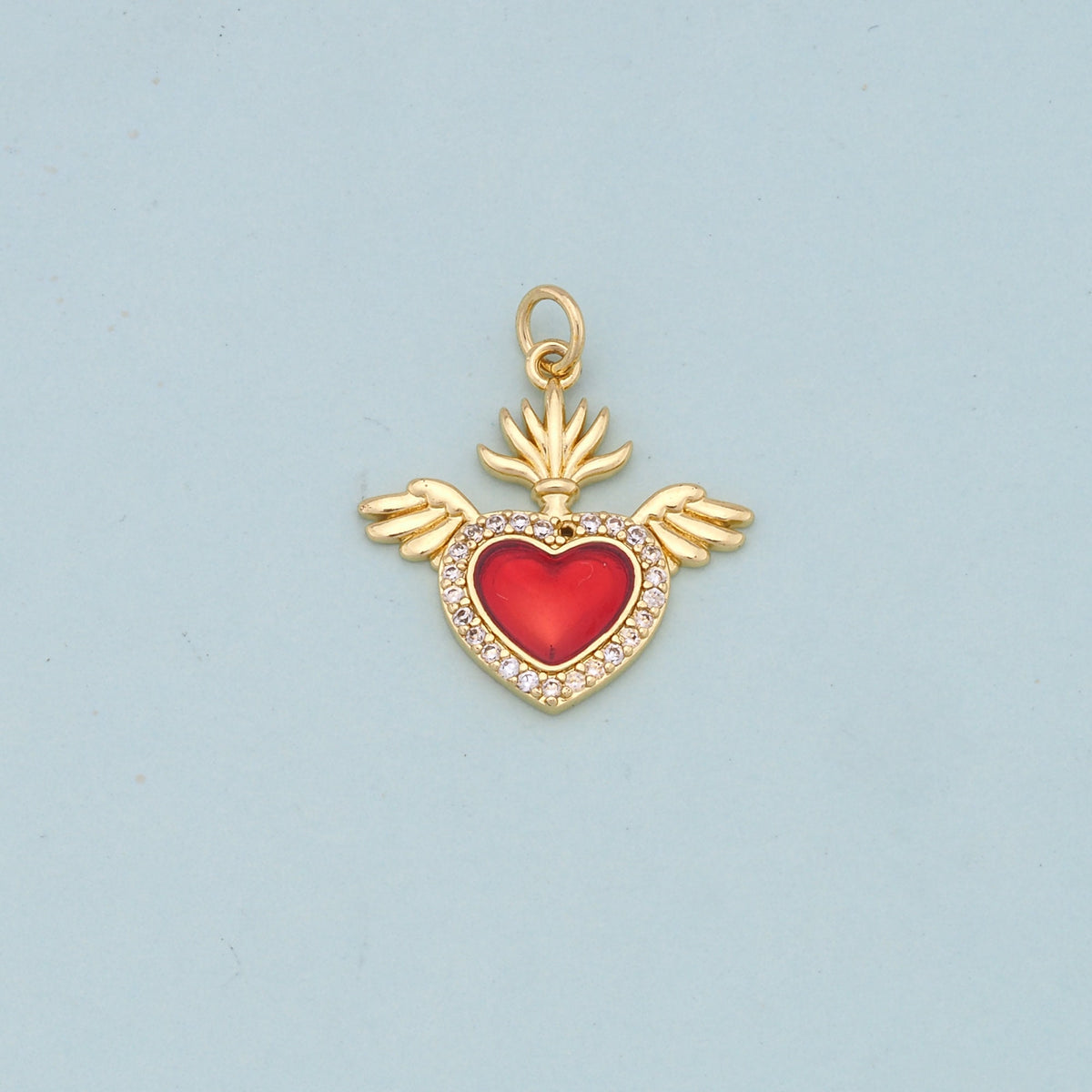 18K Gold Filled Sacred Heart Charm Pendant for Jewelry Making