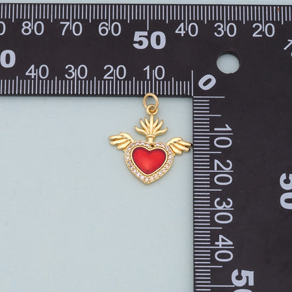 18K Gold Filled Sacred Heart Charm Pendant for Jewelry Making