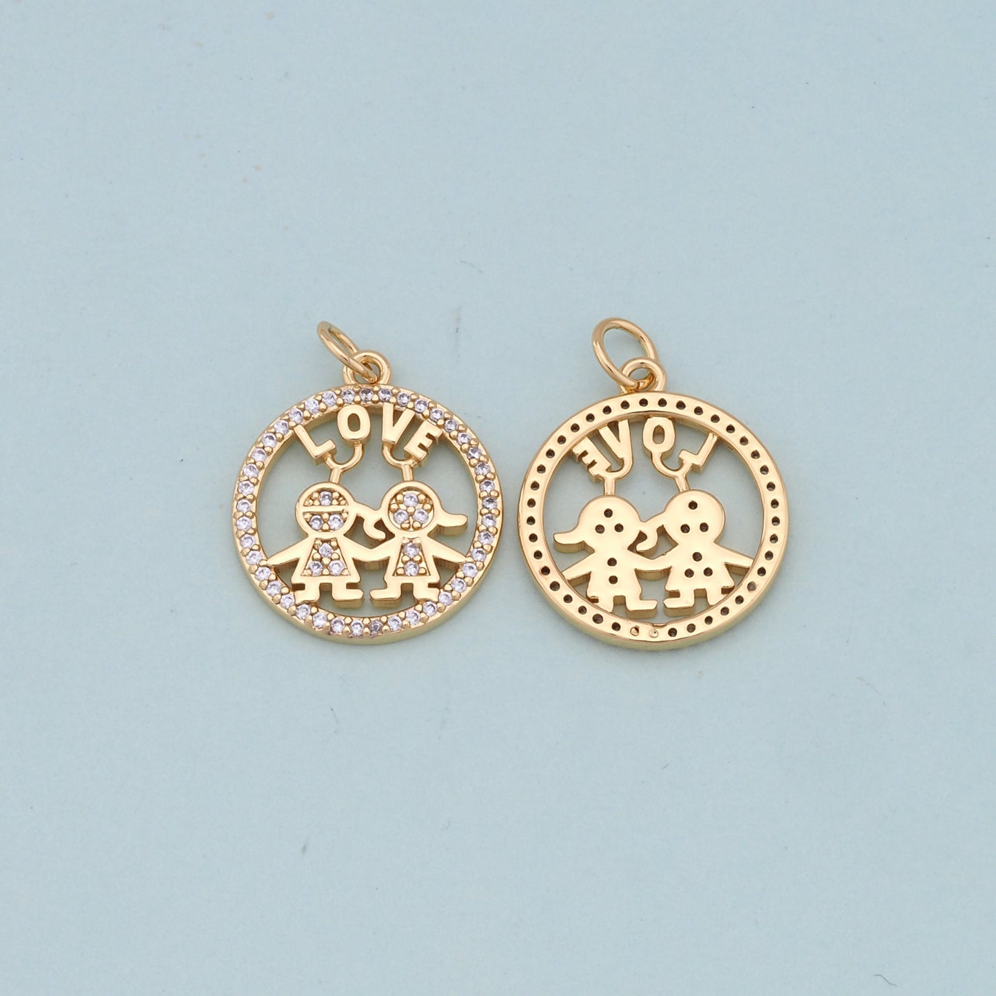 Gold Love Charms,18K Gold Fille Love Pendant,Love Charm Bracelet Necklace for DIY Jewelry Making Supply