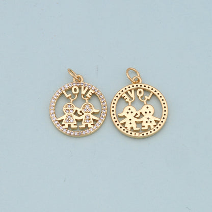 Gold Love Charms,18K Gold Fille Love Pendant,Love Charm Bracelet Necklace for DIY Jewelry Making Supply
