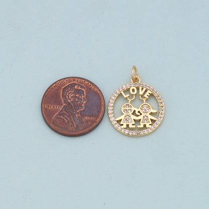 Gold Love Charms,18K Gold Fille Love Pendant,Love Charm Bracelet Necklace for DIY Jewelry Making Supply