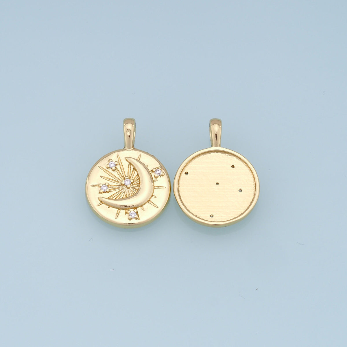 18K Gold Filled Moon CZ Charm Pendant for Jewelry Making
