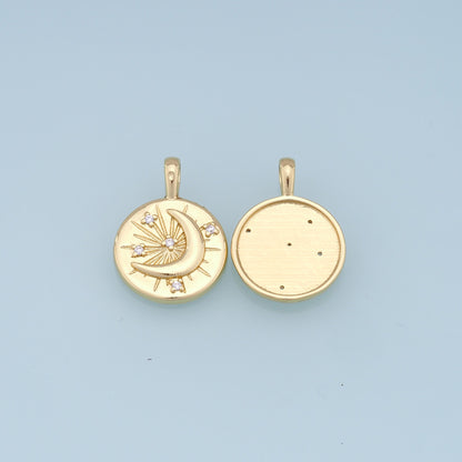 18K Gold Filled Moon CZ Charm Pendant for Jewelry Making