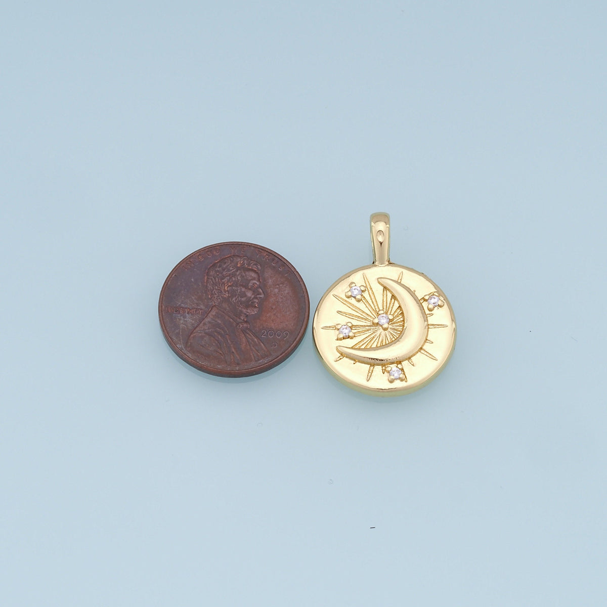 18K Gold Filled Moon CZ Charm Pendant for Jewelry Making