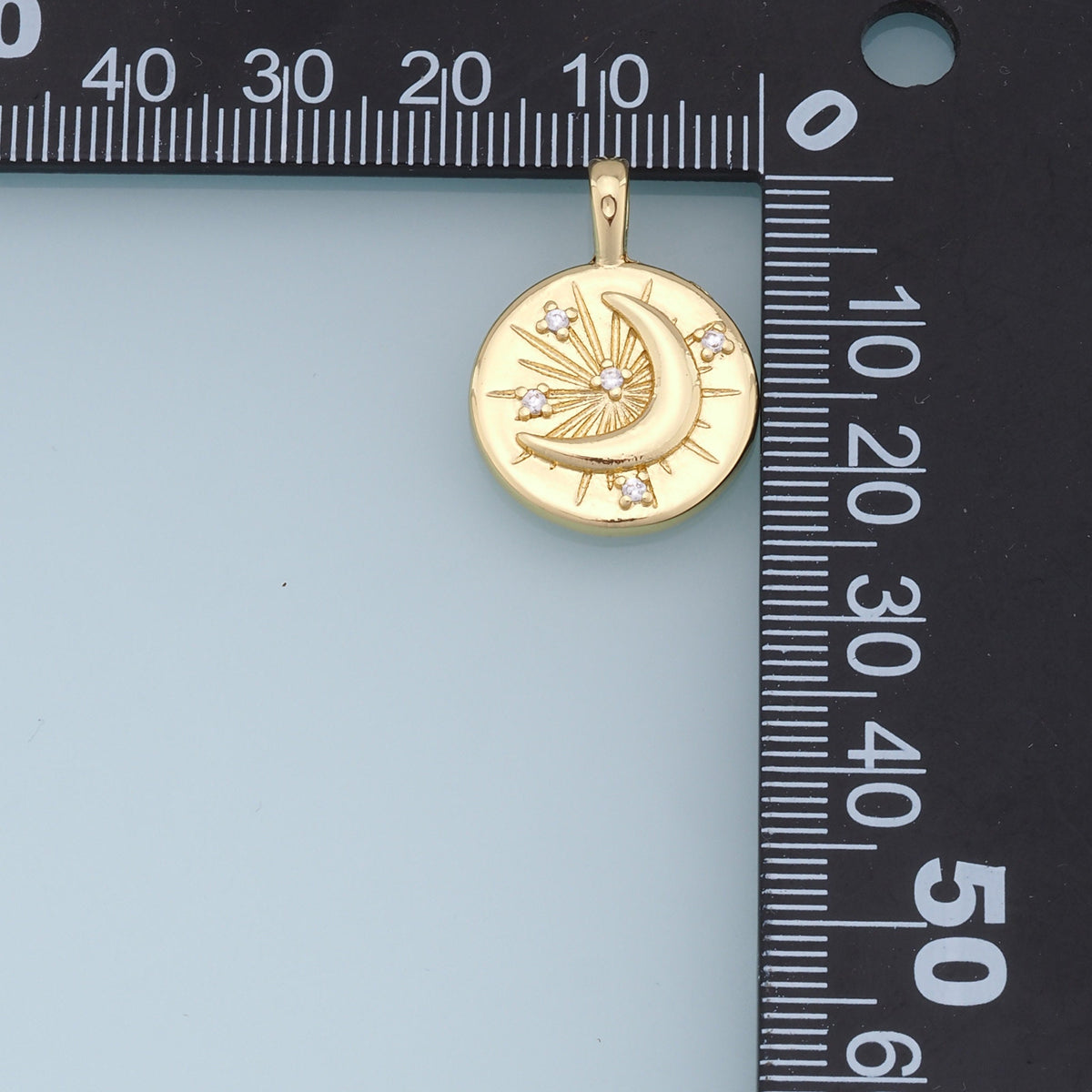 18K Gold Filled Moon CZ Charm Pendant for Jewelry Making