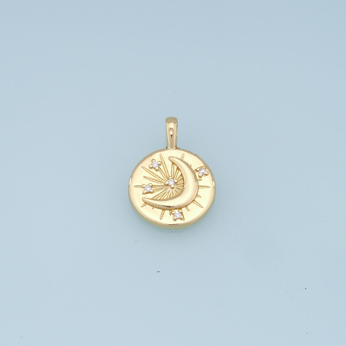 18K Gold Filled Moon CZ Charm Pendant for Jewelry Making