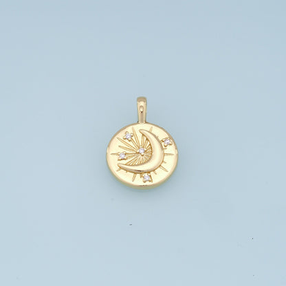 18K Gold Filled Moon CZ Charm Pendant for Jewelry Making