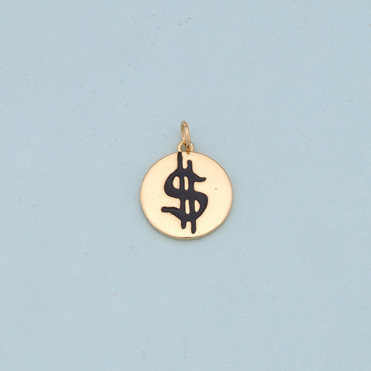 Gold Money Symbol Charms,18K Gold Filled Money Pendant,Money Charm Bracelet Necklace for DIY Jewelry Making Supply