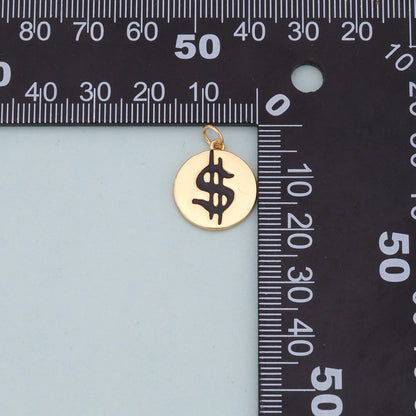 Gold Money Symbol Charms,18K Gold Filled Money Pendant,Money Charm Bracelet Necklace for DIY Jewelry Making Supply