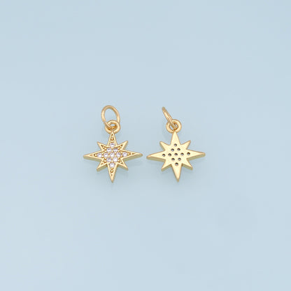 18K Gold Filled Star CZ Charm Pendant for Jewelry Making
