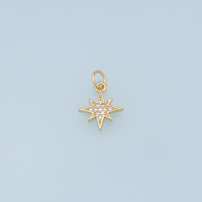 18K Gold Filled Star CZ Charm Pendant for Jewelry Making