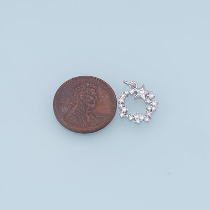 Gold Round Star Charms,18K Gold Filled Star Pendant,CZ Star Charm Bracelet Necklace for DIY Jewelry Making Supply