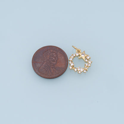 Gold Round Star Charms,18K Gold Filled Star Pendant,CZ Star Charm Bracelet Necklace for DIY Jewelry Making Supply