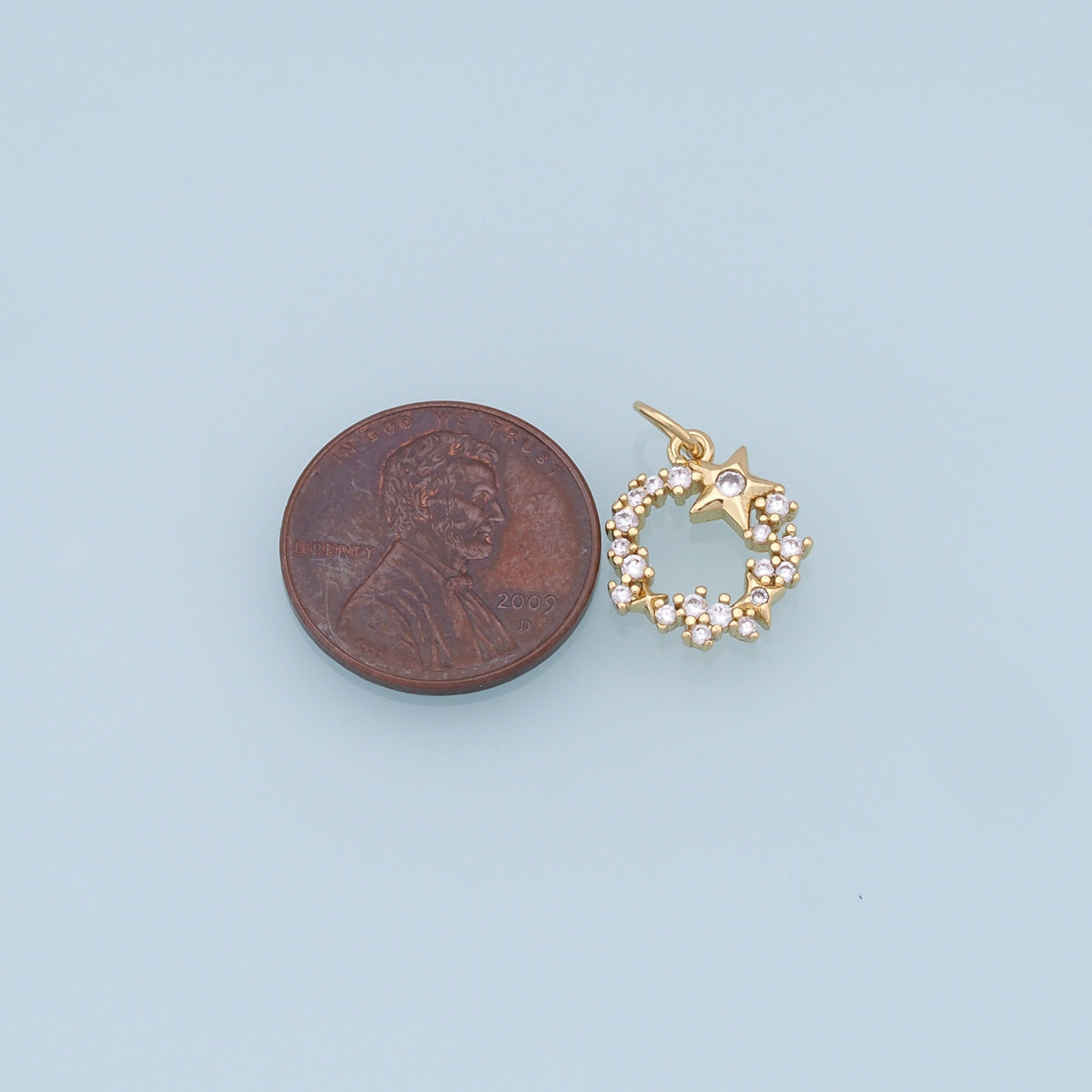 Gold Round Star Charms,18K Gold Filled Star Pendant,CZ Star Charm Bracelet Necklace for DIY Jewelry Making Supply