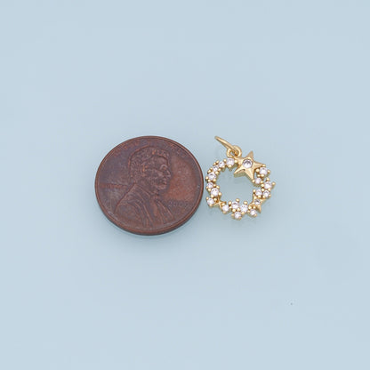 Gold Round Star Charms,18K Gold Filled Star Pendant,CZ Star Charm Bracelet Necklace for DIY Jewelry Making Supply