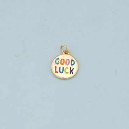 Gold lucky Charms,18K Gold Filled good luck Pendant,luck Charm Bracelet Necklace for DIY Jewelry Making Supply