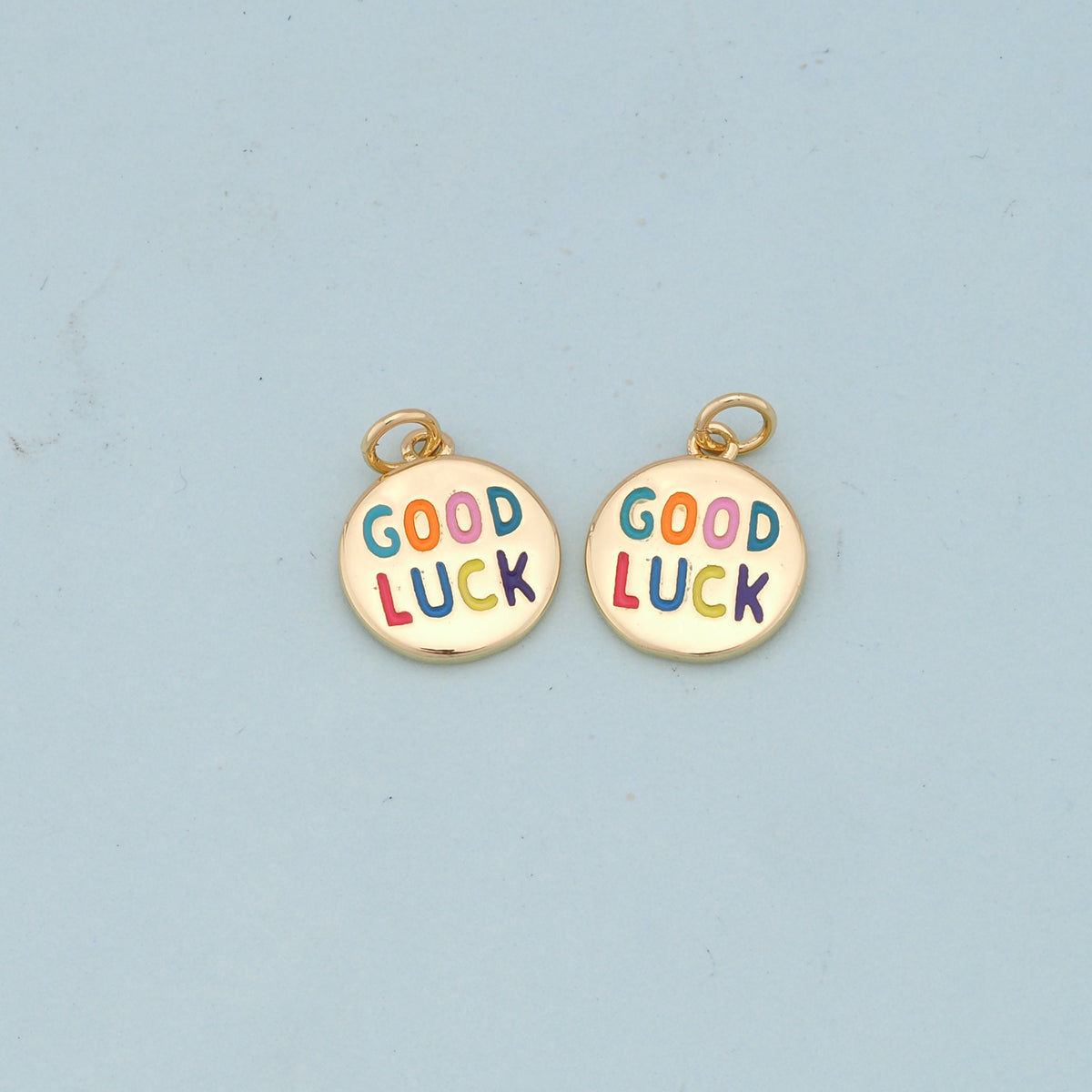 Gold lucky Charms,18K Gold Filled good luck Pendant,luck Charm Bracelet Necklace for DIY Jewelry Making Supply