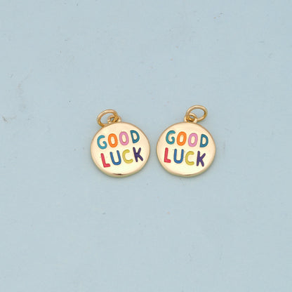 Gold lucky Charms,18K Gold Filled good luck Pendant,luck Charm Bracelet Necklace for DIY Jewelry Making Supply