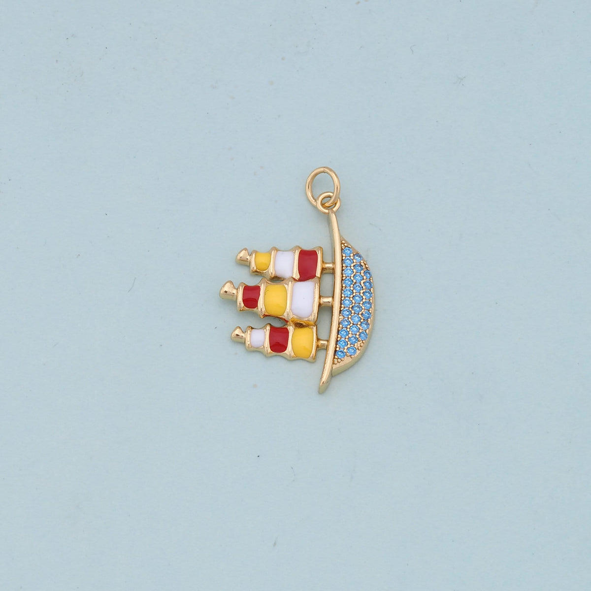 Gold Boat Charms,18K Gold Filled Boat Pendant,cute Charm Bracelet Necklace for DIY Jewelry Making Supply