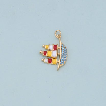 Gold Boat Charms,18K Gold Filled Boat Pendant,cute Charm Bracelet Necklace for DIY Jewelry Making Supply