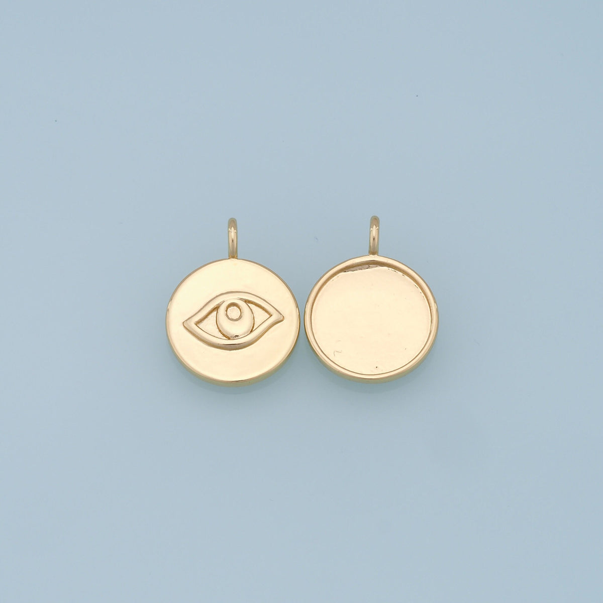 Gold Round Evil Eye Charms,18K Gold Filled Evil Eye Pendant,Evil Eye Charm Bracelet Necklace for DIY Jewelry Making Supply