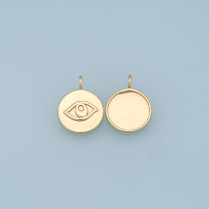 Gold Round Evil Eye Charms,18K Gold Filled Evil Eye Pendant,Evil Eye Charm Bracelet Necklace for DIY Jewelry Making Supply