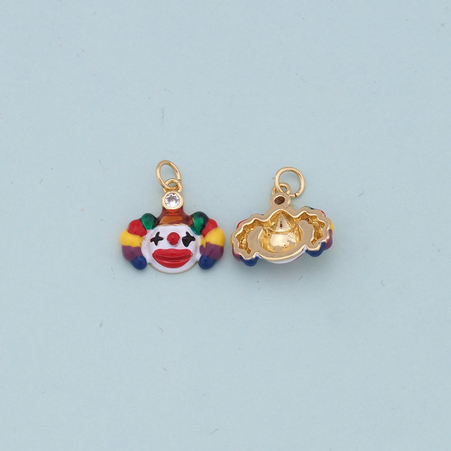 Gold clown Charms,18K Gold Filled clown Pendant,cute Charm Bracelet Necklace for DIY Jewelry Making Supply