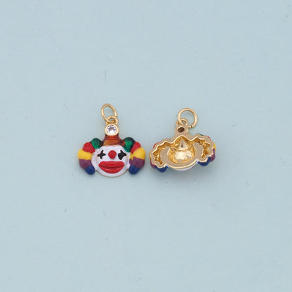 Gold clown Charms,18K Gold Filled clown Pendant,cute Charm Bracelet Necklace for DIY Jewelry Making Supply