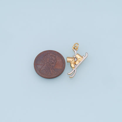 Ski Shoes with Silver Skates Charms,18K Gold Filled Ski Shoes Pendant,Skates Charm Bracelet Necklace for DIY Jewelry Making Supply