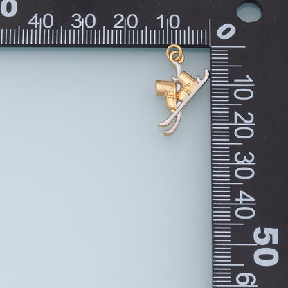 Ski Shoes with Silver Skates Charms,18K Gold Filled Ski Shoes Pendant,Skates Charm Bracelet Necklace for DIY Jewelry Making Supply