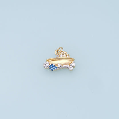 Gold Boat Charms,18K Gold Filled Boat Pendant,cute Charm Bracelet Necklace for DIY Jewelry Making Supply