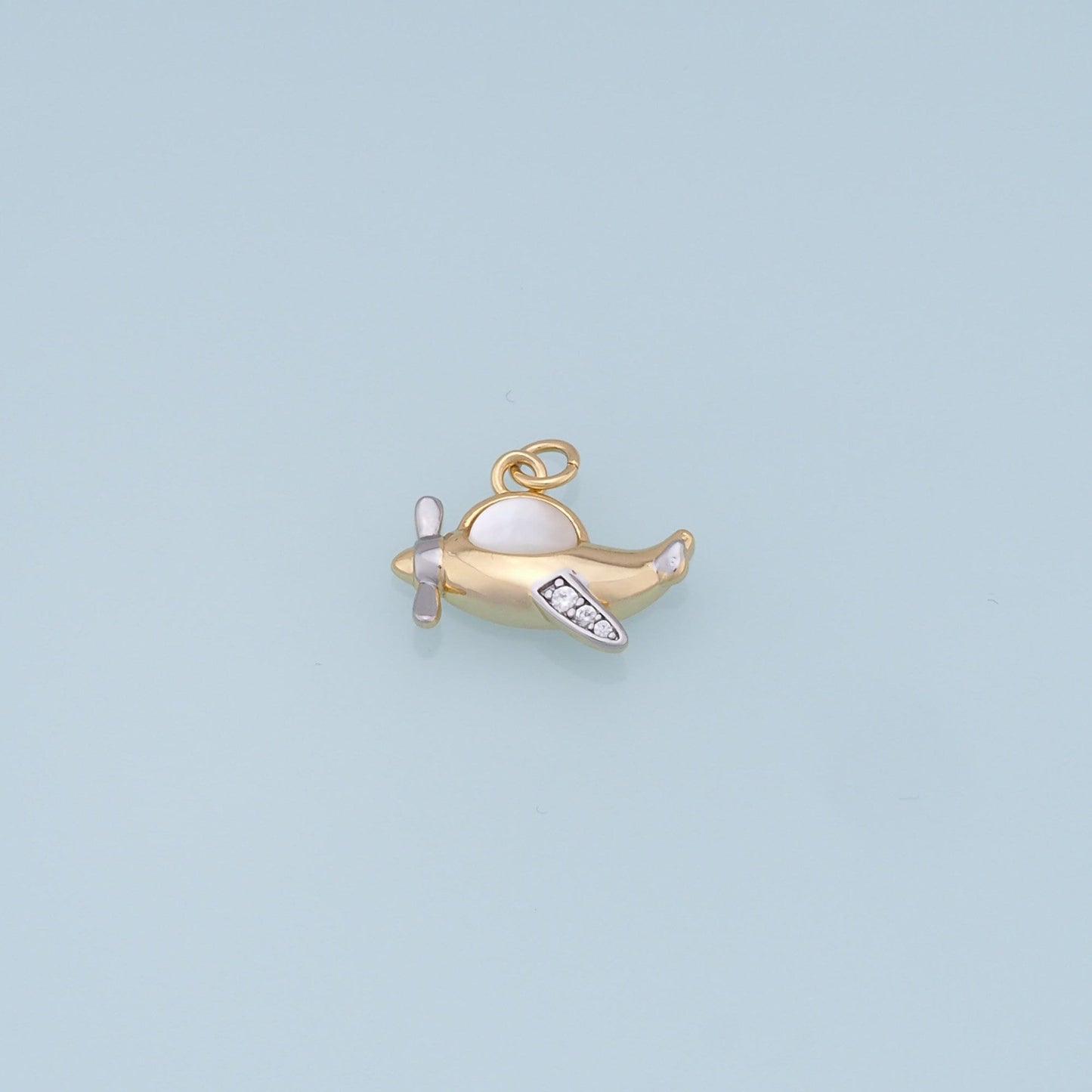 Gold airplane Charms,18K Gold Filled airplane Pendant,CZ airplane Charm Bracelet Necklace for DIY Jewelry Making Supply