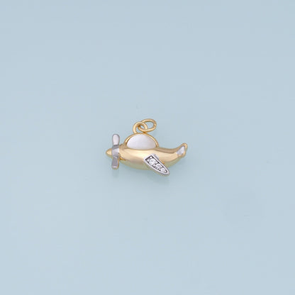 Gold airplane Charms,18K Gold Filled airplane Pendant,CZ airplane Charm Bracelet Necklace for DIY Jewelry Making Supply
