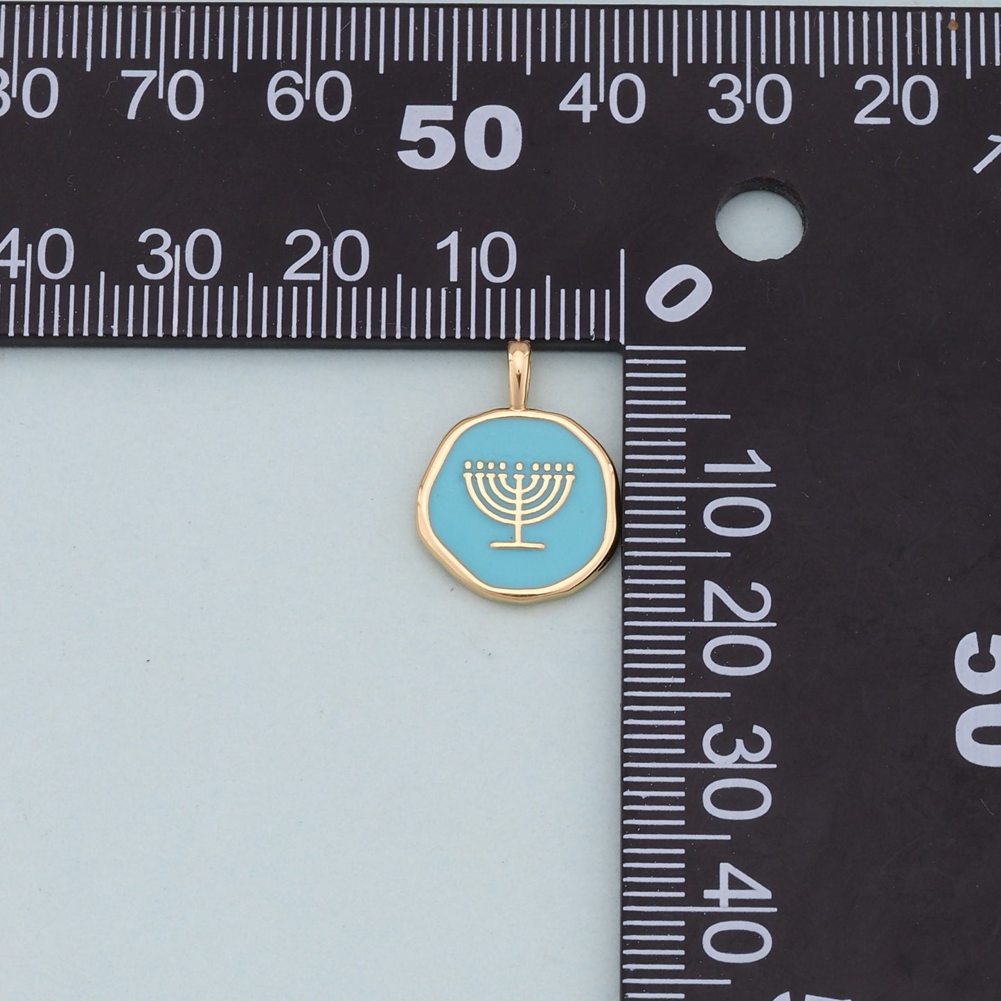 Gold enamel Menorah Charms,18K Gold Filled enamel Pendant Charm Bracelet Necklace for DIY Jewelry Making Supply