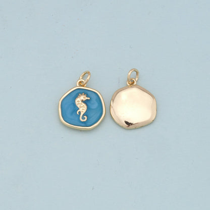 Gold Seahorse Charms,18K Gold Filled Seahorse Pendant,Seahorse Charm Bracelet Necklace for DIY Jewelry Making Supply