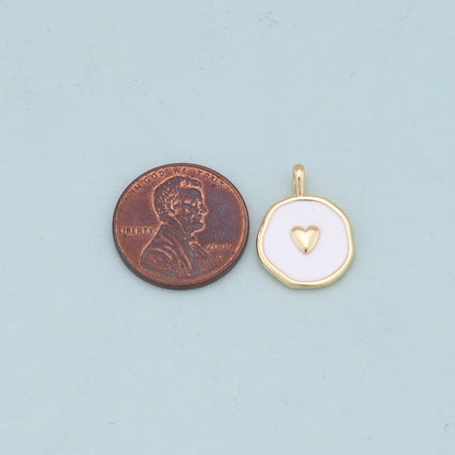 18K Gold Filled Enamel Heart Charm Pendant for Jewelry Making