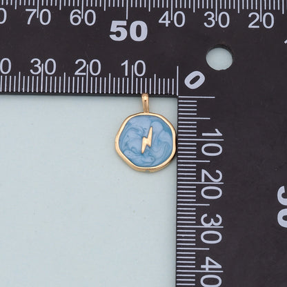 18K Gold Filled lightning Pendant,Enamel lightning Charm Bracelet Necklace for DIY Jewelry Making Supply