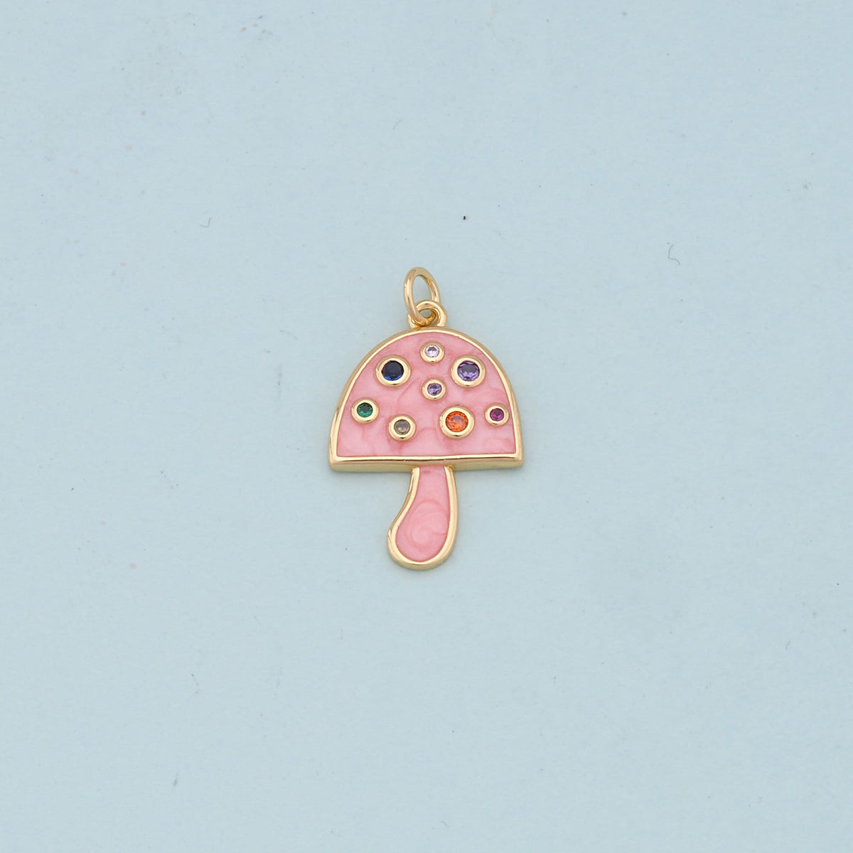 18K Gold Filled Mushroom Charm Pendant for Jewelry Making