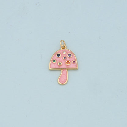 Gold mushroom Charms,18K Gold Filled mushroom Pendant,mushroom Charm Bracelet Necklace for DIY Jewelry Making Supply