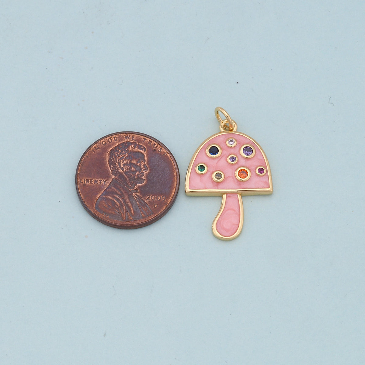 18K Gold Filled Mushroom Charm Pendant for Jewelry Making