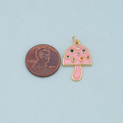 18K Gold Filled Mushroom Charm Pendant for Jewelry Making