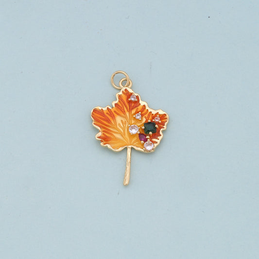 Gold Leaf Charms,18K Gold Filled Leaf Pendant,Leaf Charm Bracelet Necklace for DIY Jewelry Making Supply