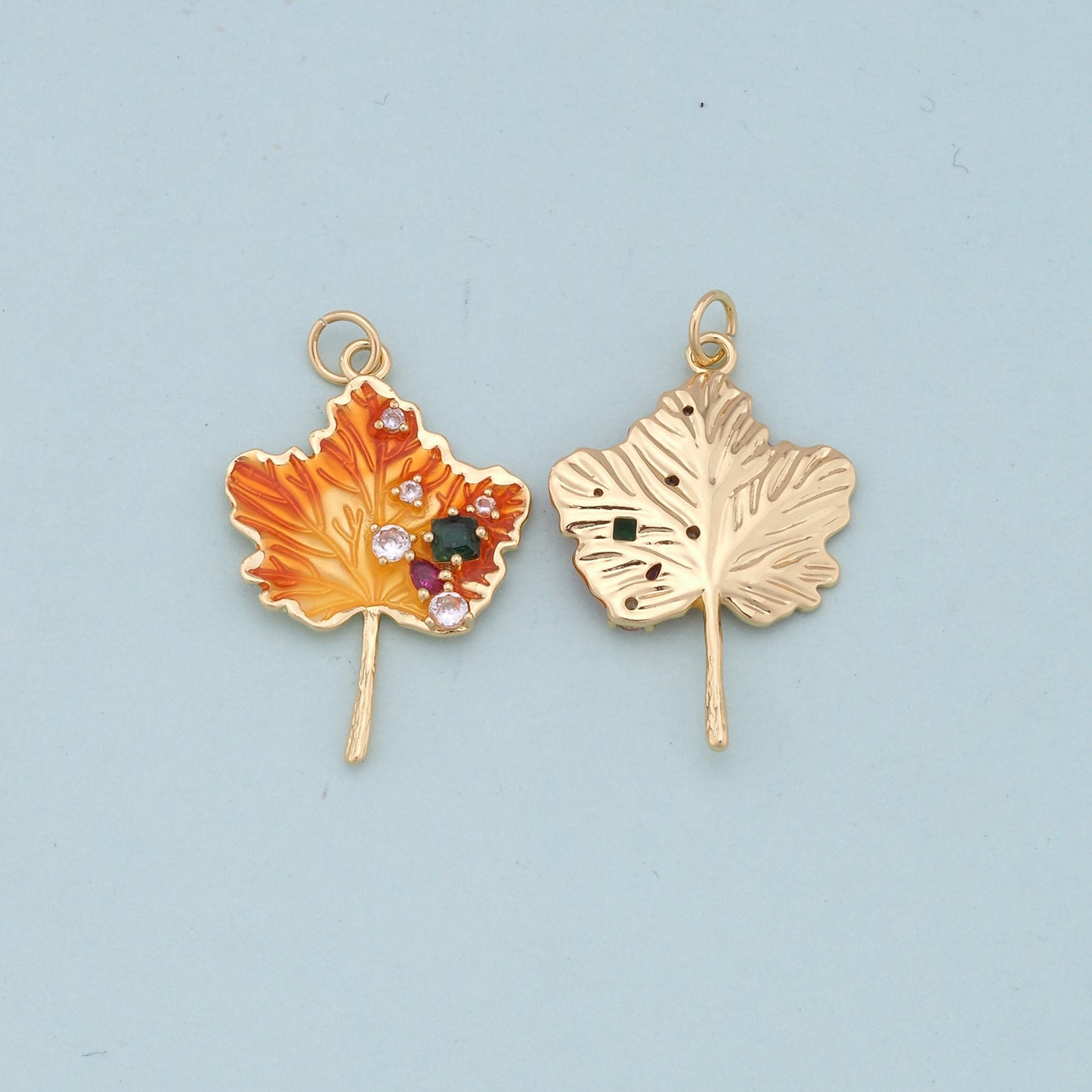 Gold Leaf Charms,18K Gold Filled Leaf Pendant,Leaf Charm Bracelet Necklace for DIY Jewelry Making Supply