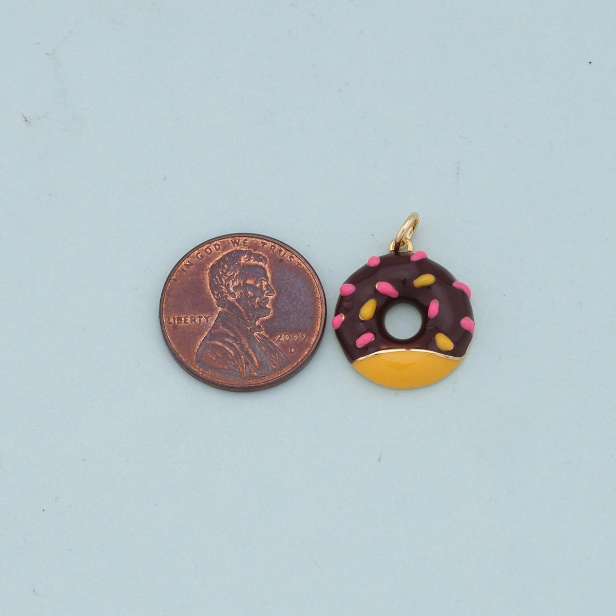 Gold Donut Charms,18K Gold Filled Donut Pendant,Donut Charm Bracelet Necklace for DIY Jewelry Making Supply